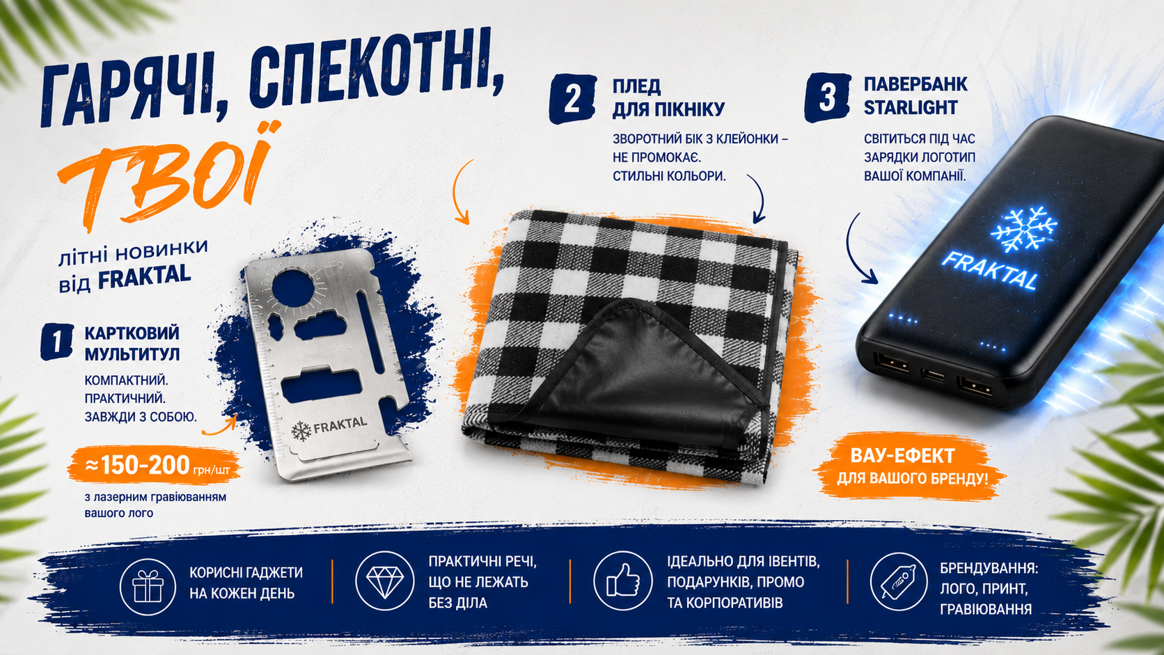 Літні новинки Fraktal: мультитул, плед для пікніка та павербанк Starlight